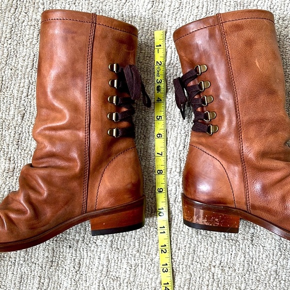 Georgina Goodman Billy Lace Up Mid Shaft Block Heel Cognac Brown Ankle Boots 6.5 - Picture 4 of 13